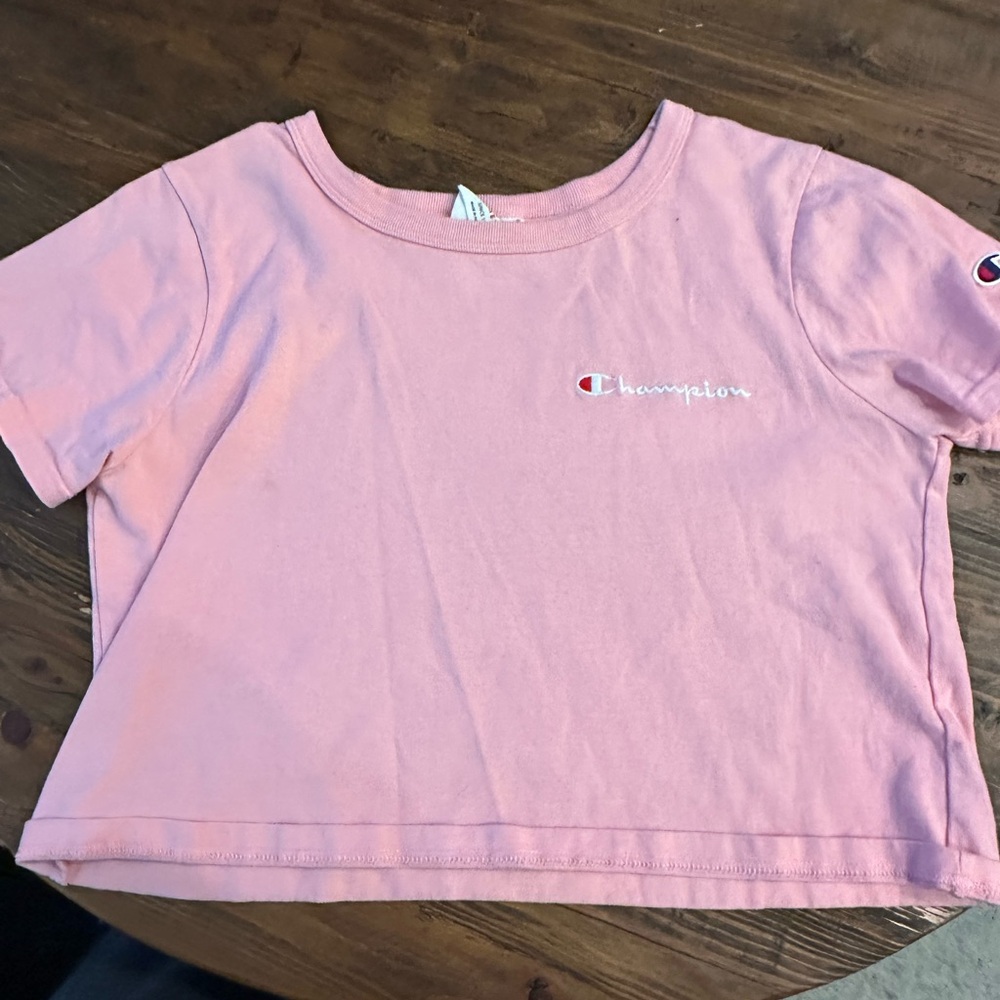 Champion pink crop top T shirt